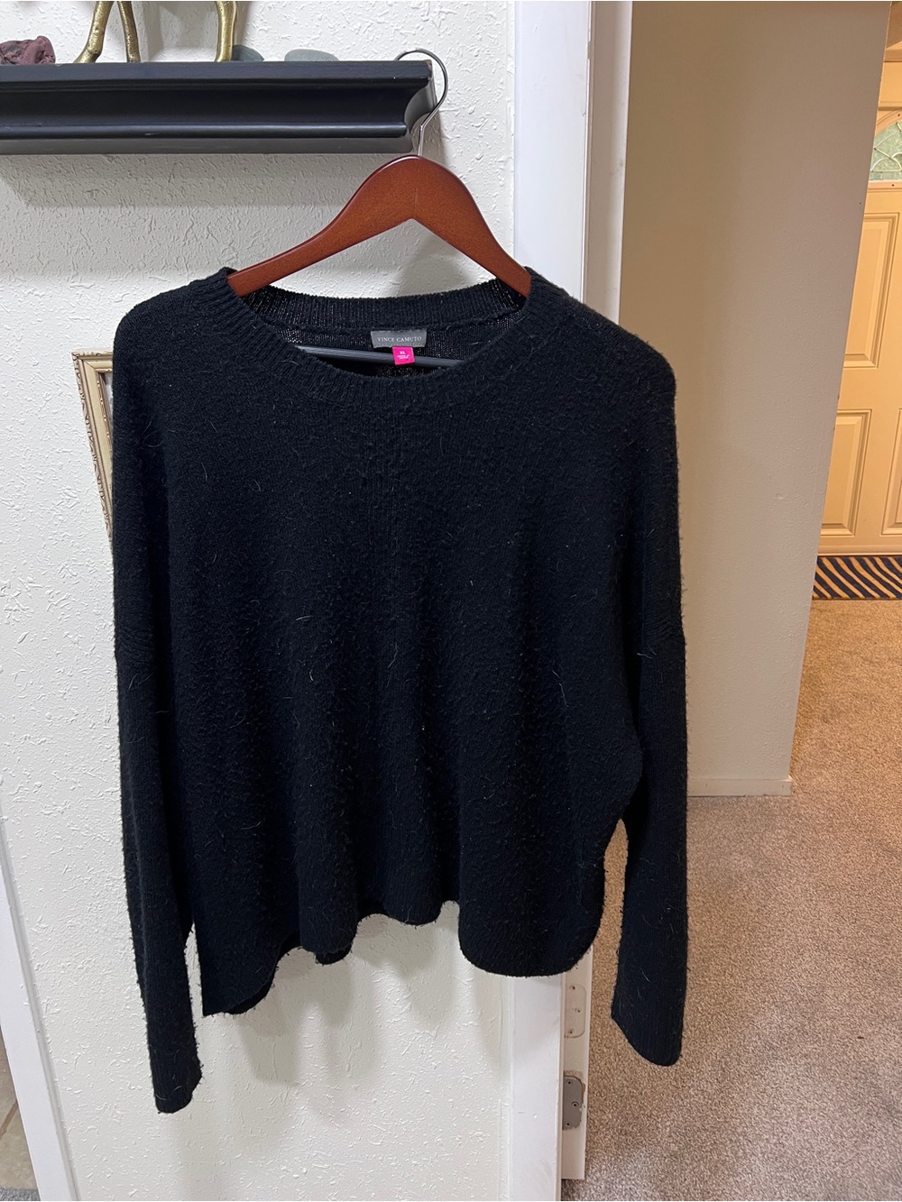 Vince Camuto Black Cozy Crewneck Sweater